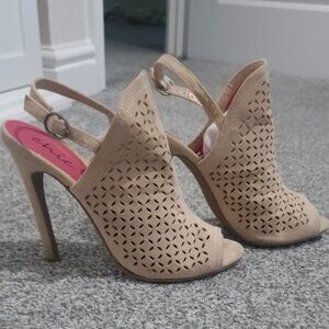 stiletto peep-toe slingback heels